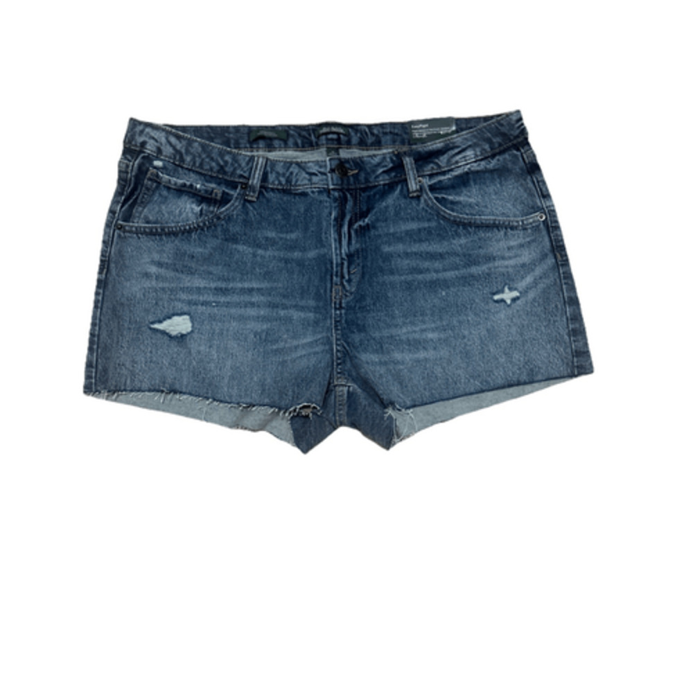 Women's Mid-Rise EasyRigid Cut-Off Denim Shorts sz 14 - Wild Fable blue NEW